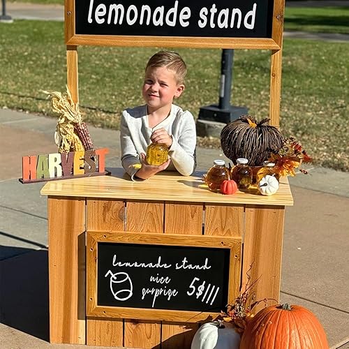 Children'S Lemonade Stand Assembled And Detachable Wooden Children'S Grocery Store Children'S Pretend Sales Stand With Storage Shelves & Wheels Market Stand Play Store