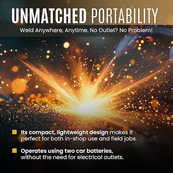 ReadyWelder® by Broco® Portable Welder Machine, Battery Powered MIG Welder, On-the-Go Welding for Steel, Aluminum & More, Includes Carrying Case
