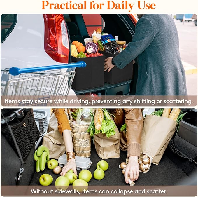 Lifewit Reusable Grocery Bags 6 Packs, Heavy Duty Foldable Shopping Bags with Reinforced Handles, Extra Large Utility Tote Bags Stay Open, Sturdy Standing Carry Box for Kitchen, Car Trunk, 24L Black