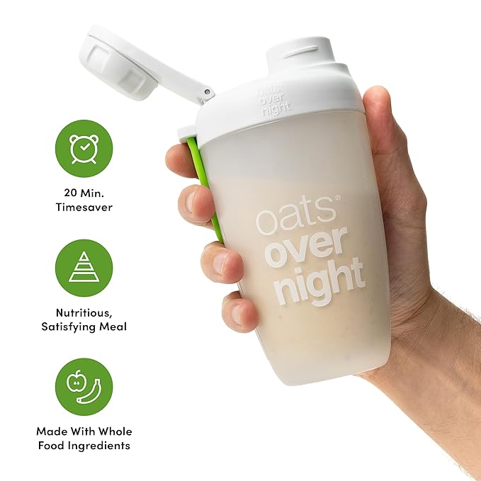 Oats Overnight Fruit Variety Pack - High Protein, High Fiber Breakfast Protein Shake - Gluten Free, Non GMO, Protein Oatmeal - Fruity Cereal, Chocolate Covered Banana & More (8 Pack + Shaker Bottle)