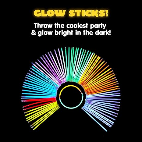 JOYIN 144 Pcs 8" Glowsticks, Halloween Supplies Pack, Bracelets Necklaces, Glow in the Dark Party Favors, Easter, Christmas, Football Party Supplies