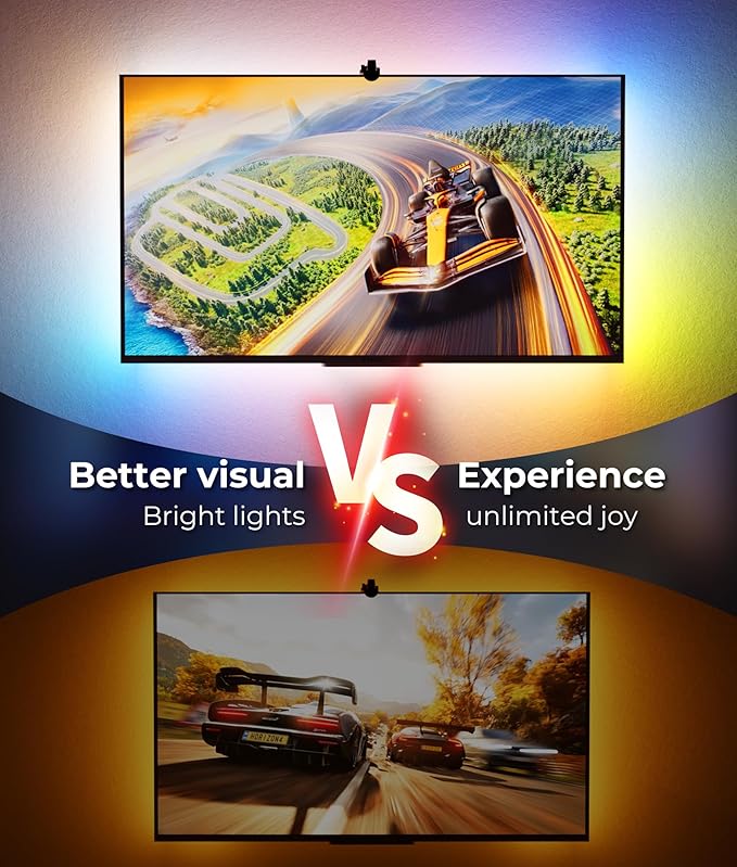 DecTok TV LED Backlight 15.5ft - TV Lights That Change with Screen for 55-75'' RGB LED Strip Light Cuttable with Smart App Control Game & Music Sync Color Changing Light for Halloween Home Decorations