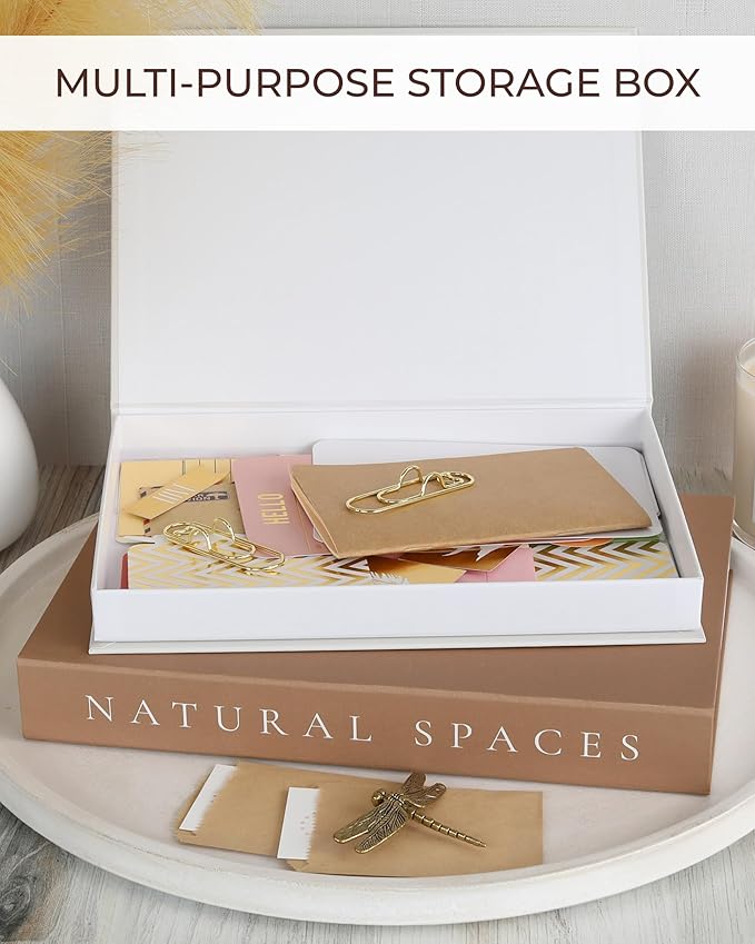 Beautiful Decorative Books - Set of 2 Boxes Enhance Your Coffee Table, Bookshelf or Mantel Shelf Decor - Aesthetic Fake/Faux Books for Modern Home Decoration, Photo Storage and as a Keepsake Box