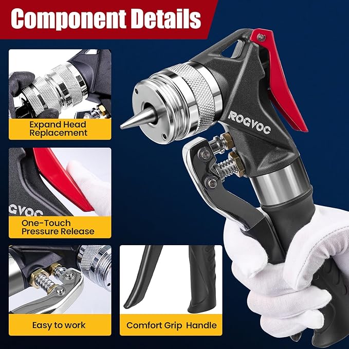 Hydraulic Swaging Tool, HVAC Copper Tubing Expander with 7 Pipe Expanding Jaws, 3/8 to 1-1/8 Inch, Pipe Cutter, Deburring Tool, Chamfering Tool for Soft Copper and Aluminum Pipes