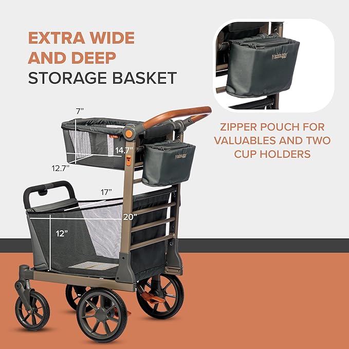 Shop Foldable Shopping Cart - Portable & Lightweight Folding Utility Carts with Easy to Maneuver Wheels, Storage Baskets for Grocery and Heavy Duty, Cup Holders & Zippered Pouch