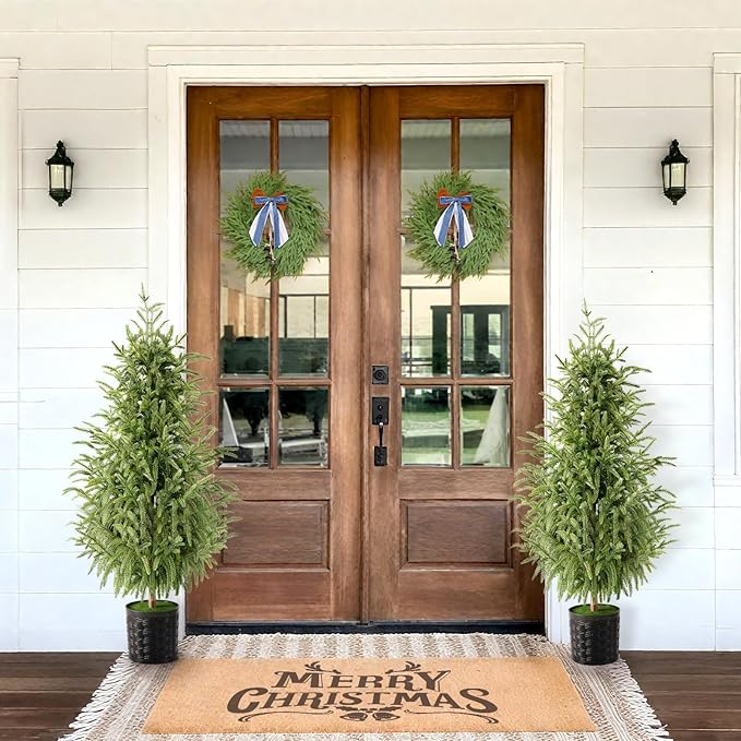 Christmas Decorations - Outdoor Christmas Tree - 2 Pack 3FT Artificial Norfolk Pine Tree - Xmas Decor for Home Indoor Outdoor Entryway Party Living Room Office Porch