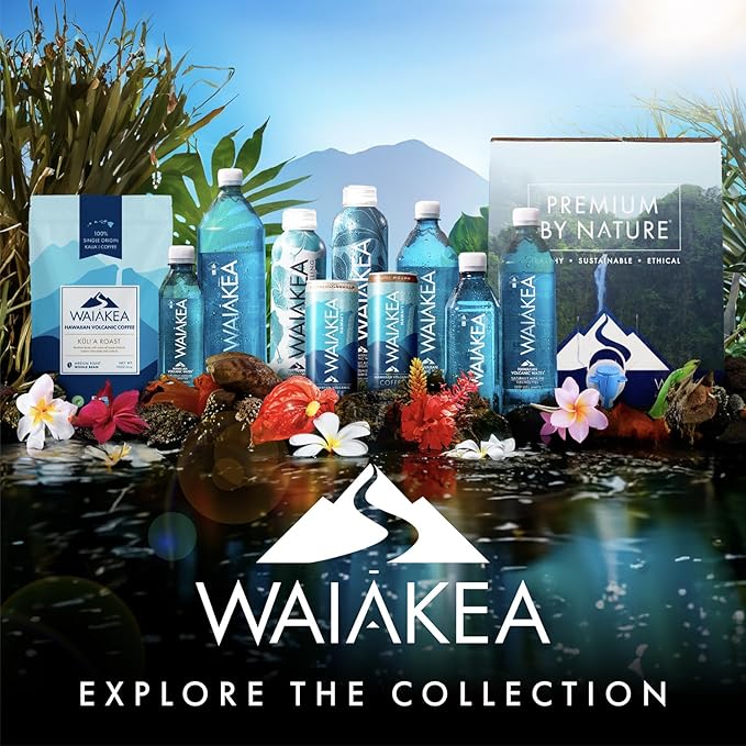 Waiākea - Hawaiian Volcanic Water - Naturally Alkaline Water - pH Range 7.6 to 8.2 - All Natural Minerals & Electrolytes - 100% Recycled Water Bottles - Bottled Water 24 Pack - 10.14 Fl Oz, 330 mL