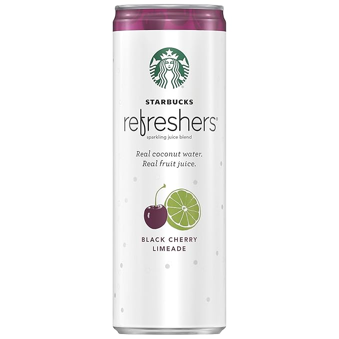 Starbucks Refreshers, 3 Flavor Variety Pack (Peach,Cherry, Stw Lmd), 12 Ounce Sleek Cans (Pack of 12)
