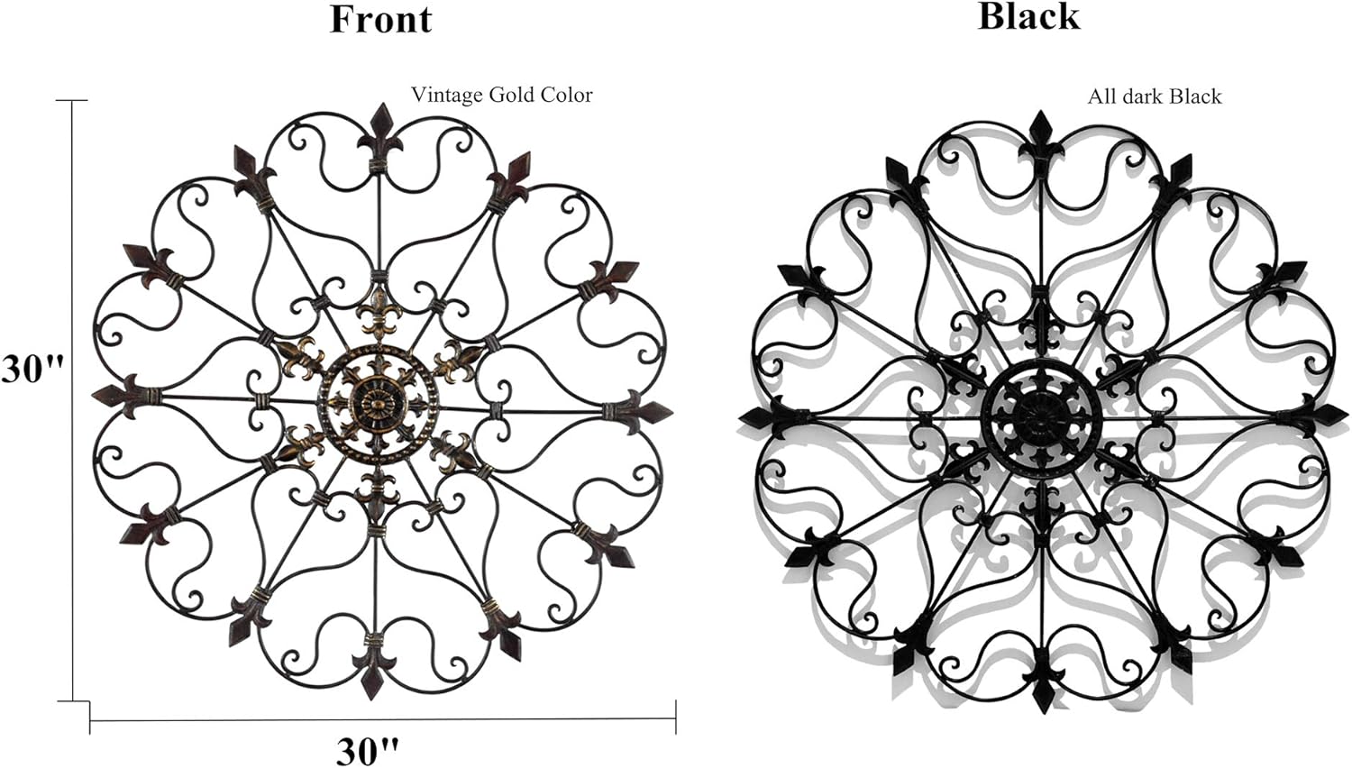 Yun&Lin Crafts Metal Solid Mounted Medallion Hand-painted Wall Decor 30"x30", Large Metal Home Wall Art for Indoor and Outdoor Settings, Vintage Christmas Decorations, Holiday Wall Decorations, Christmas Wall Art