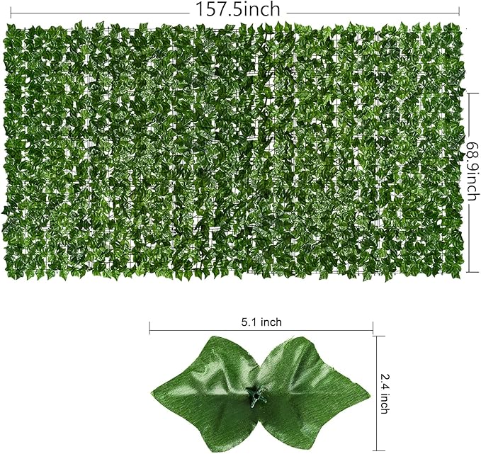 DearHouse 68.9x157.5in Artificial Ivy Privacy Fence Wall Screen, Artificial Hedges Fence and Faux Ivy Vine Leaf Decoration for Outdoor Garden Decor
