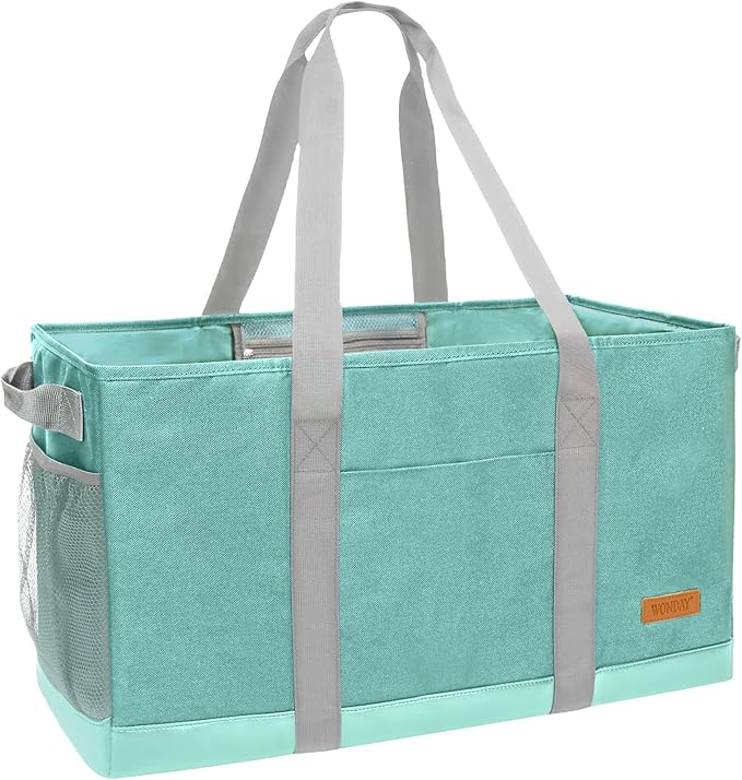 WONDAY Standing Extra Large Reusable Grocery Bag Carrier with Handle, Thirty One Utility Tote Foldable for Shopping and Beach