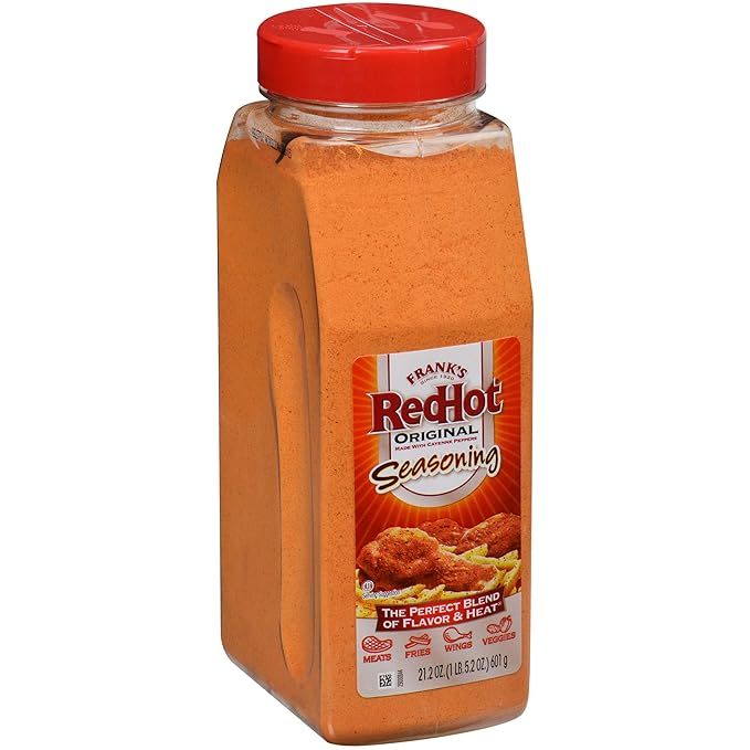 Frank's RedHot Original Seasoning, 21.2 oz (Pack of 6) - Six 21.2 Ounce Containers of Hot Sauce Seasoning Blend of Savory Garlic and Spicy Cayenne Pepper, Perfect for Dry-Rubs