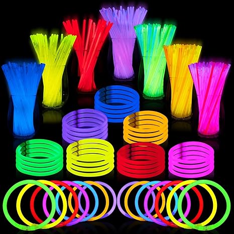 JOYIN 144 Pcs 8" Glowsticks, Halloween Supplies Pack, Bracelets Necklaces, Glow in the Dark Party Favors, Easter, Christmas, Football Party Supplies