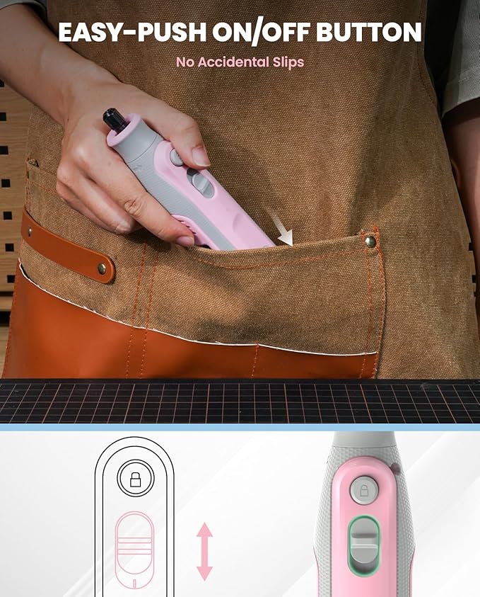 Rotary Tool, Mini Cordless Rotary Tool with 5-Speed, 25 Upgraded Accessories for Engraving, Carving, Sanding, Polishing, Cutting – Ideal for Crafts, DIY and Pet Nail Grooming, Pink