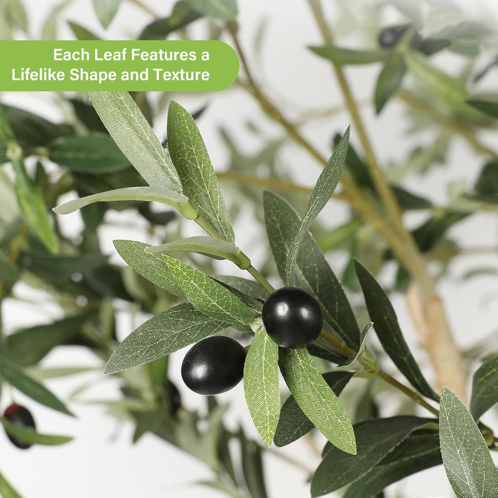 Realead Artificial Olive Tree 10 Feet, Large Fake Olive Tree with Natural Wood Trunk and Lifelike Fruits, Tall Faux Olive Tree 10ft for Home Office Decor