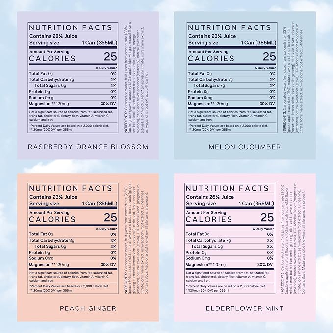 Trip Mindful Blend, Lightly Sparkling Adaptogen Seltzer, Mocktail w/ 120mg Magnesium Citrate with Ashwagandha, Lions Mane & L Theanine, No Added Sugar, Vegan, Original Variety Pack, 12 Oz, 12Pk