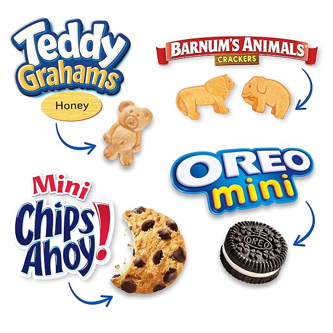 Nabisco Team Favorites Variety Pack, OREO Mini, CHIPS AHOY! Mini, Teddy Grahams Honey & Barnum's Animal Crackers, 30 Snack Packs