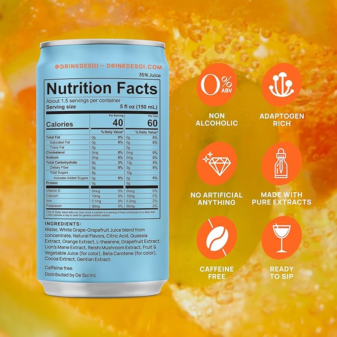 De Soi Variety Pack Mocktails NA Drinks 8 fl oz (12-pack) - Adaptogen Drink, Sparkling Drink with Calming Botanicals, Mocktail Drinks, Gluten Free, No Artificial Flavors