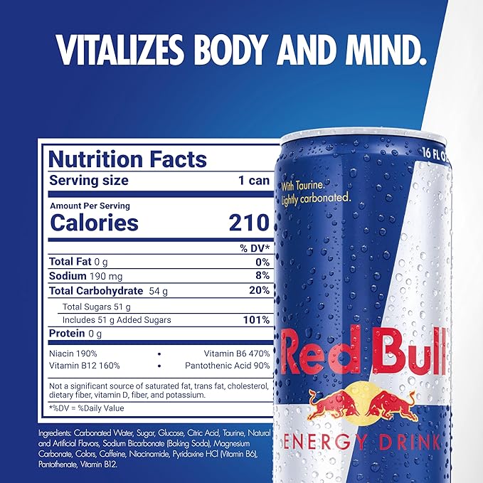 Red Bull Energy Drink, 16 Fl Oz, Pack of 12