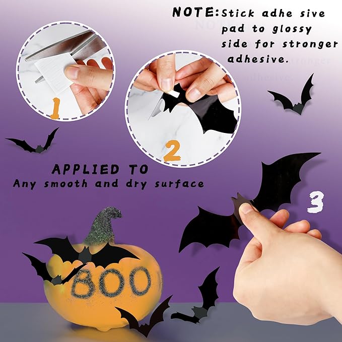 Halloween Party Supplies Hallween Decorations Bats Wall Decor 140PCS Realistic PVC 3D Black Scary Bat Sticker for Creepy Home Decor Halloween Party Decorations DIY Wall Decal Bathroom Indoor Halloween Decor