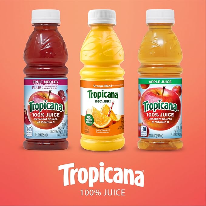 Tropicana 100% Juice 3-flavor Classic Variety Pack,10 Fl Oz (Pack of 24)