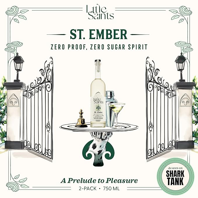 Little Saints St. Ember Non-Alcoholic Spirit (2 Pack) - Mezcal-Inspired NA Alternative - Zero Proof, Sugar Free Cocktail Mixer - Lion's Mane Mushroom & Palo Santo Boost Creativity, Adaptogens, 750 ml
