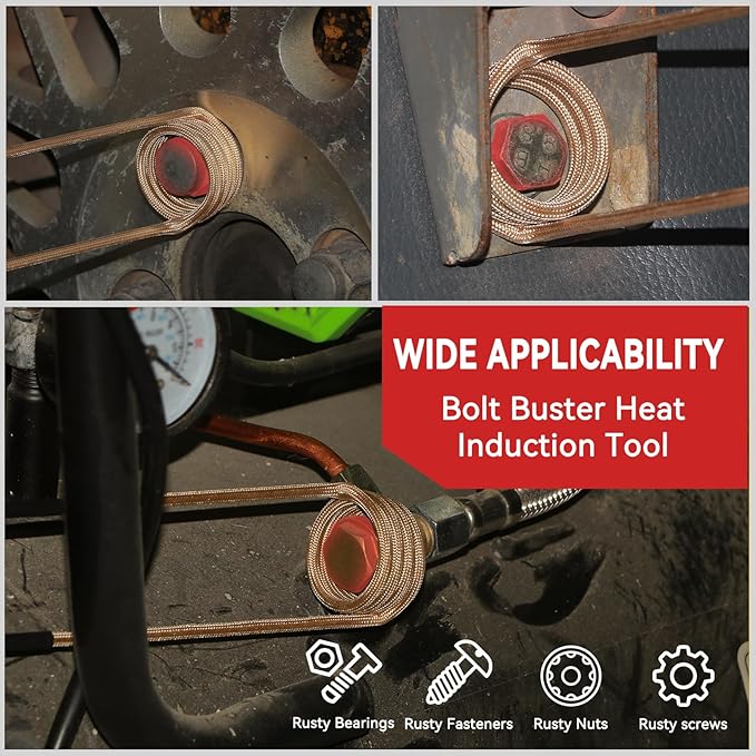 Induction Heater Bolt Removal, 1200W Induction Bolt Heater Tool with 8 Coils, Heat Stripped Bolt Remove for Rusted Nuts, Screws (Red)