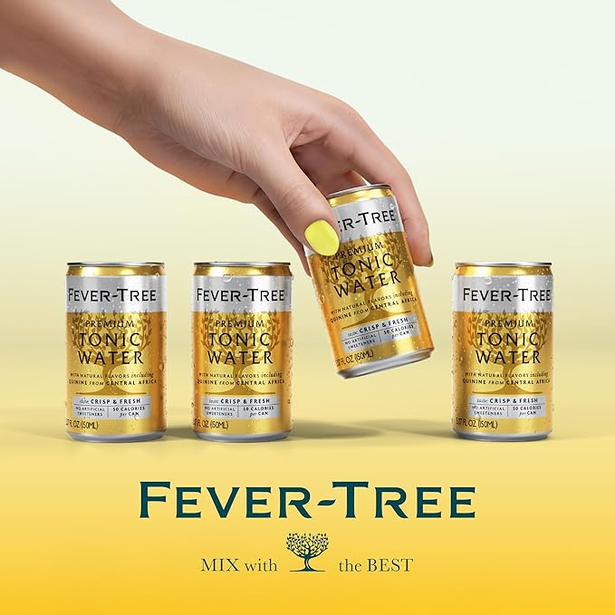 Fever-Tree Tonic Water - Premium Quality Mixer - Refreshing Beverage for Cocktails & Mocktails. Naturally Sourced Ingredients, No Artificial Sweeteners or Colors - 5.1 Fl Oz Cans - Pack of 24