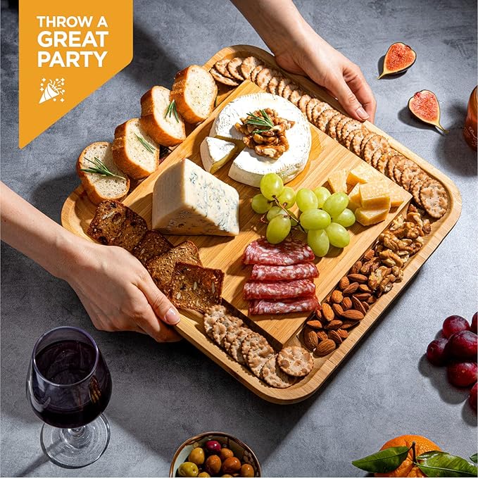 Charcuterie Board Gift Set - Bamboo Cheese Board and Knife Set - Housewarming Gifts for New Home, Wedding Gifts for Couples 2025, Bridal Shower Gifts, Birthday Gifts for Women