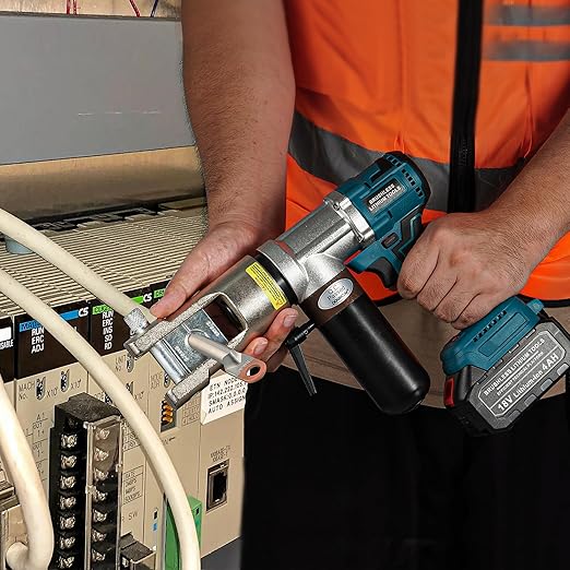 Electric Hydraulic Cable Lug Crimping Tool, 8 AWG to 500 MCM Terminal, Cable, Wire Electric Crimper Tool Kit, Cordless and Portability Battery Crimp Tool Kits with 11 Dies