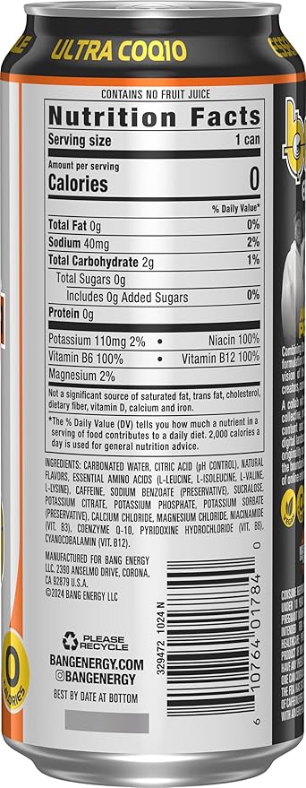 Bang Energy Any Means Orange, Zero Sugar Energy Drink, 16-Ounce (Pack of 12)