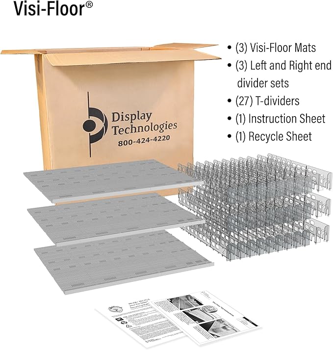 Visi-Floor Adjustable System Kit - Cold Vaults & Commercial Storage Organizer for Supermarkets, Convenience Stores, and Grocery Stores - Modular Display Merchandiser Drink Organizer for Cans, Beer,