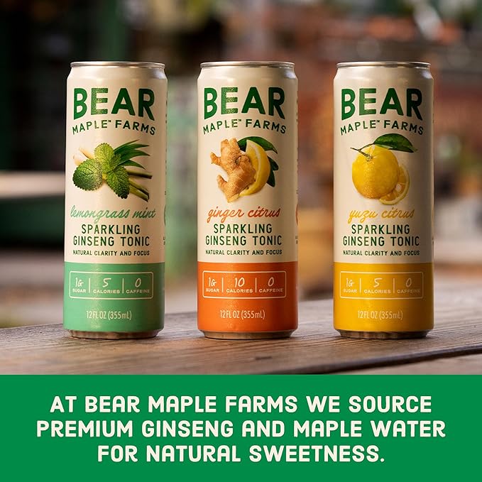 Clean Soda, Natural Focus & Clarity from Ginseng, No Caffeine, 5-10 calories per serving, Naturally Sweetened, 12oz can - Variety Pack, 6 count