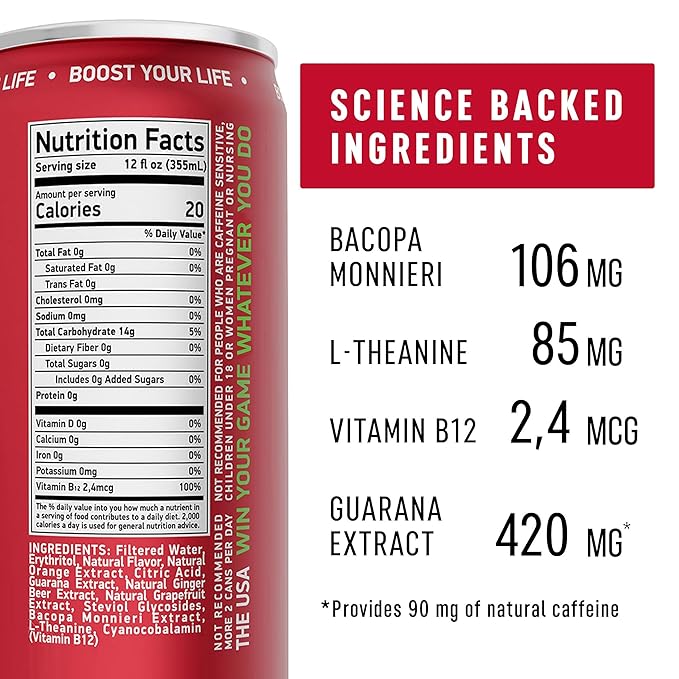 NEORON - Brain Armor, Focus & Memory Support, Sugar‐Free Nootropic Drink, Vegan (Pack of 12, Ginger Kick, Orange & Grapefruit)