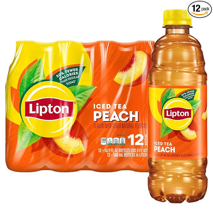 Lipton Peach Iced Tea, 16.9 Fl Oz Bottles (Pack of 12)
