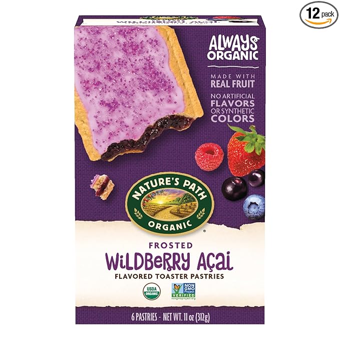 Nature's Path Organic Frosted Wildberry Acai Toaster Pastries, 11 Ounce (Pack of 12), Non-GMO, Made From Real Acai