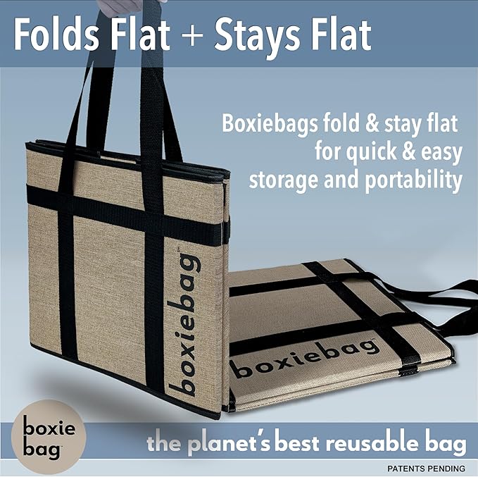 Collapsible Reuseable Insulated Grocery Bag - Stackable Heavy Duty Grocery Tote - (1 Pack) 2 Year Warranty.