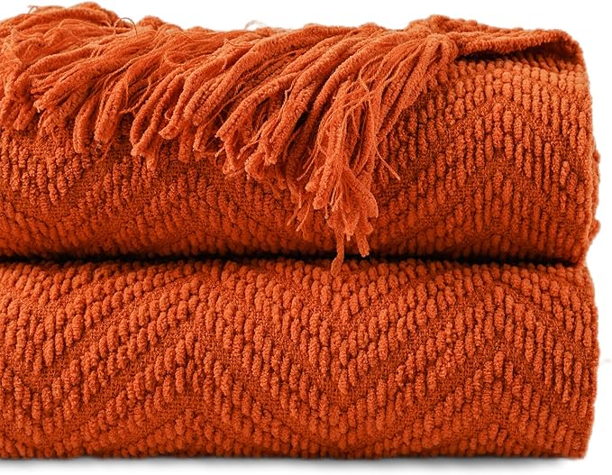 BATTILO HOME Burnt Orange Throw Blanket for Couch, Halloween Throw Blanket for Home Decor, Fall Decorations for Bed, Sofa and Living Room, 50"x60"