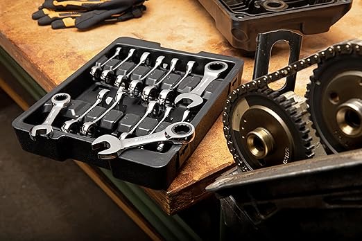 GEARWRENCH 14 Pc. 12 Point Stubby Ratcheting SAE/Metric Combination Wrench Set - 85206