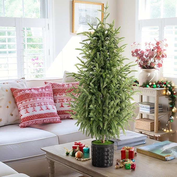 Christmas Decorations - Outdoor Christmas Tree - 2 Pack 3FT Artificial Norfolk Pine Tree - Xmas Decor for Home Indoor Outdoor Entryway Party Living Room Office Porch
