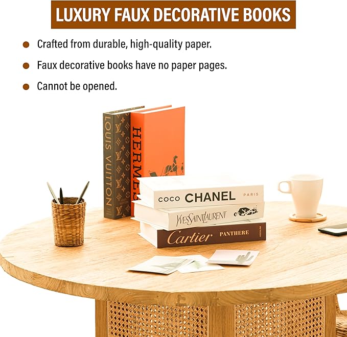 Luxe Large | 4 PCS Decorative Books for Home Decor | Coffee Table Book Decor | Faux Books for Decoration | Aesthetic Shelf & Bookshelf Decor for Living Room, Bedroom, or Office