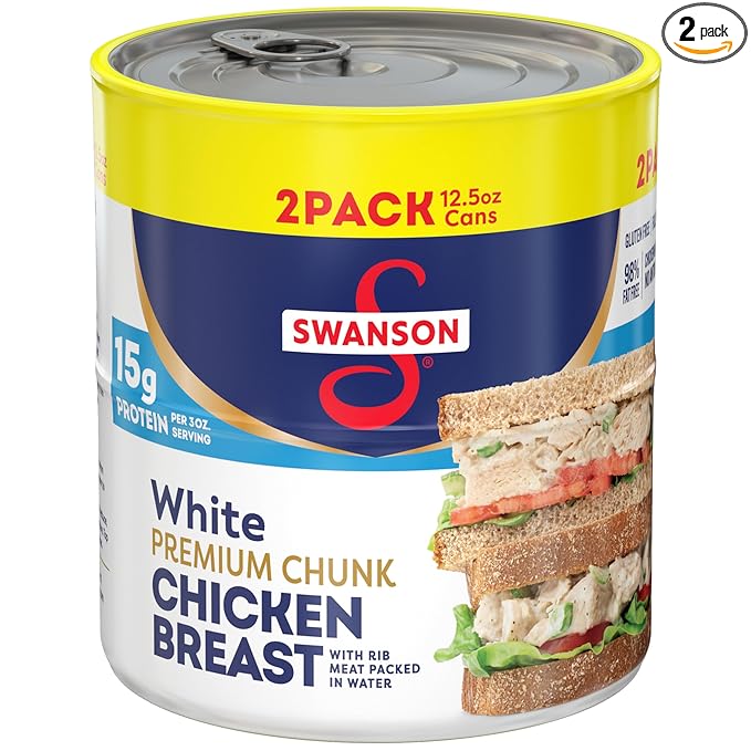 Swanson White Premium Chunk Chicken Breast with Rib Meat in Water, 12.5 oz. (Pack of 2)