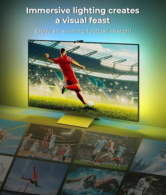 DecTok TV LED Backlight 15.5ft - TV Lights That Change with Screen for 55-75'' RGB LED Strip Light Cuttable with Smart App Control Game & Music Sync Color Changing Light for Halloween Home Decorations