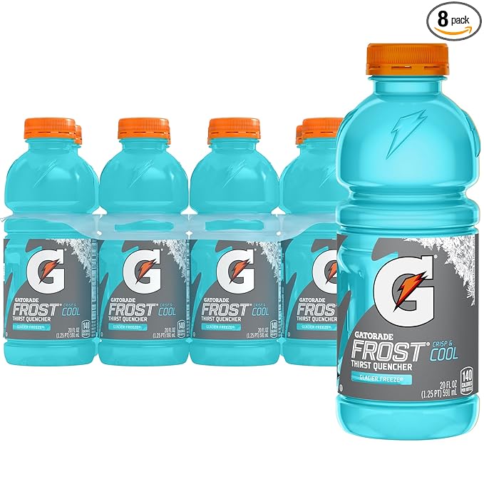 Gatorade Thrist Quencher, Frost Glacier Freeze Sports Drinks, 20 Fl Oz Bottles, 8 Pack