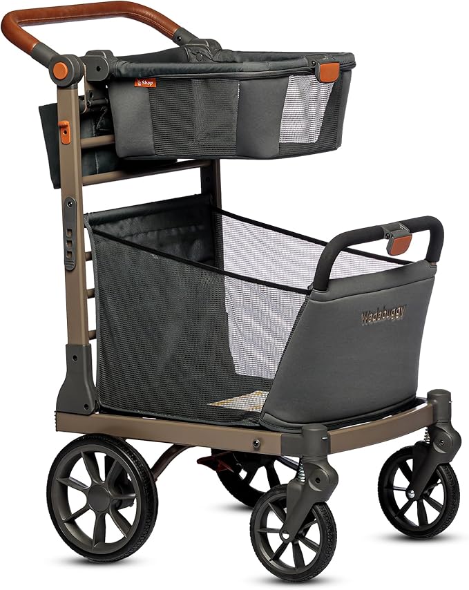 Shop Foldable Shopping Cart - Portable & Lightweight Folding Utility Carts with Easy to Maneuver Wheels, Storage Baskets for Grocery and Heavy Duty, Cup Holders & Zippered Pouch