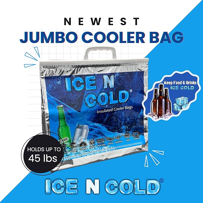 Insulated Cooler Bag - X-Large 40 lbs Capacity (Pack of 80) | Lightweight, Soft, Collapsible | Ideal for Groceries, Camping, Hiking, Beach, Travel