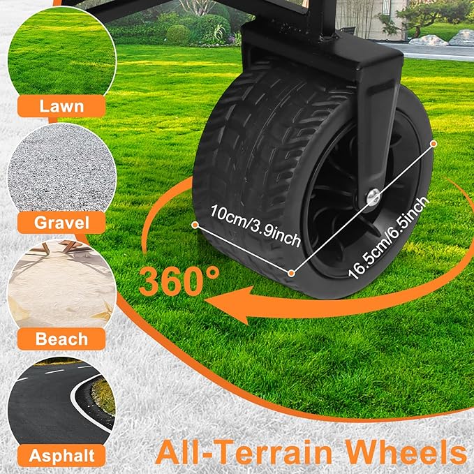 Nice C Collapsible Wagons Carts Foldable, Push Wagon, Stroller Wagons, Wagon with Canopy, Grocery Cart on Wheels, 42.5'' L Up to 440LBS, All-Terrain Wheels with Handle&Push Bar (Stroller, Black)
