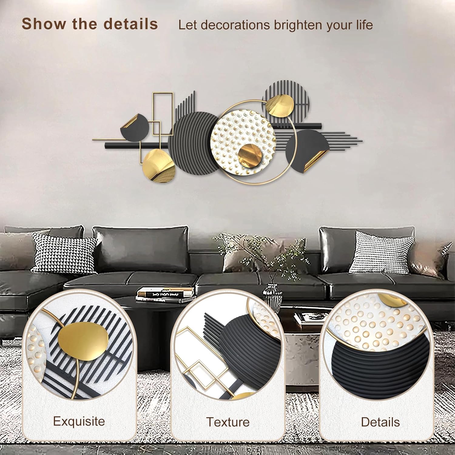 Wall Art Decor Wall Art Framed Minimalist Abstract Geometric Wall Sculptures Decoration Large Size 59 × 20 Inch Wall Decor Aesthetic Bathroom Bedroom Living Room Kitchen Home Office Wall Hanging