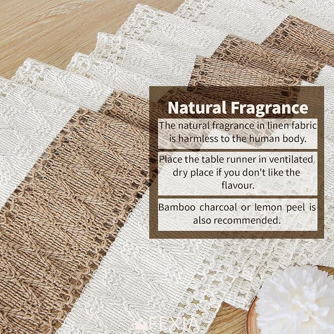 FEXIA Boho Table Runner for Fall Home Decor with Tassels 72 Inches Long Farmhouse Rustic Table Runner Macrame Burlap Table Decoration for Living Room Bridal Shower(12x72 Inches)