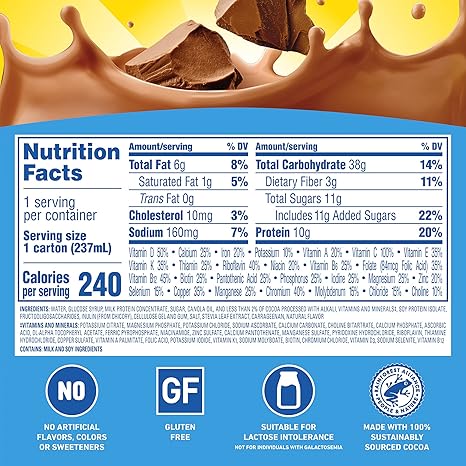 Carnation Breakfast Essentials Ready to Drink with Fiber, Rich Milk Chocolate, 8 FL OZ Carton (Pack of 24)